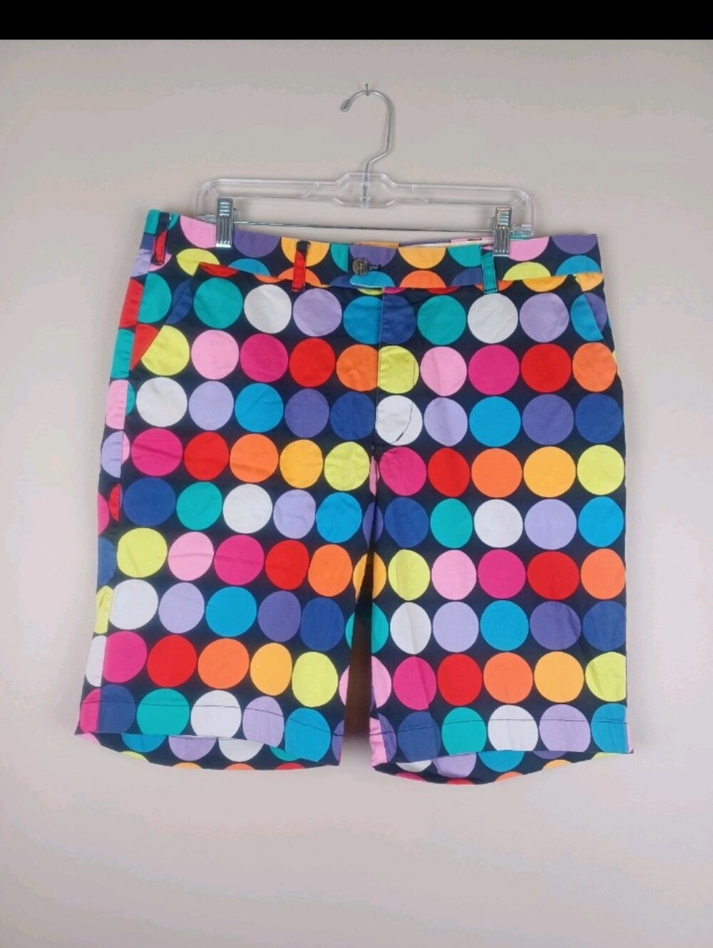 LoudMouth Golf Shorts Bermuda Polka Dot Print Mens Size 37 John Daly